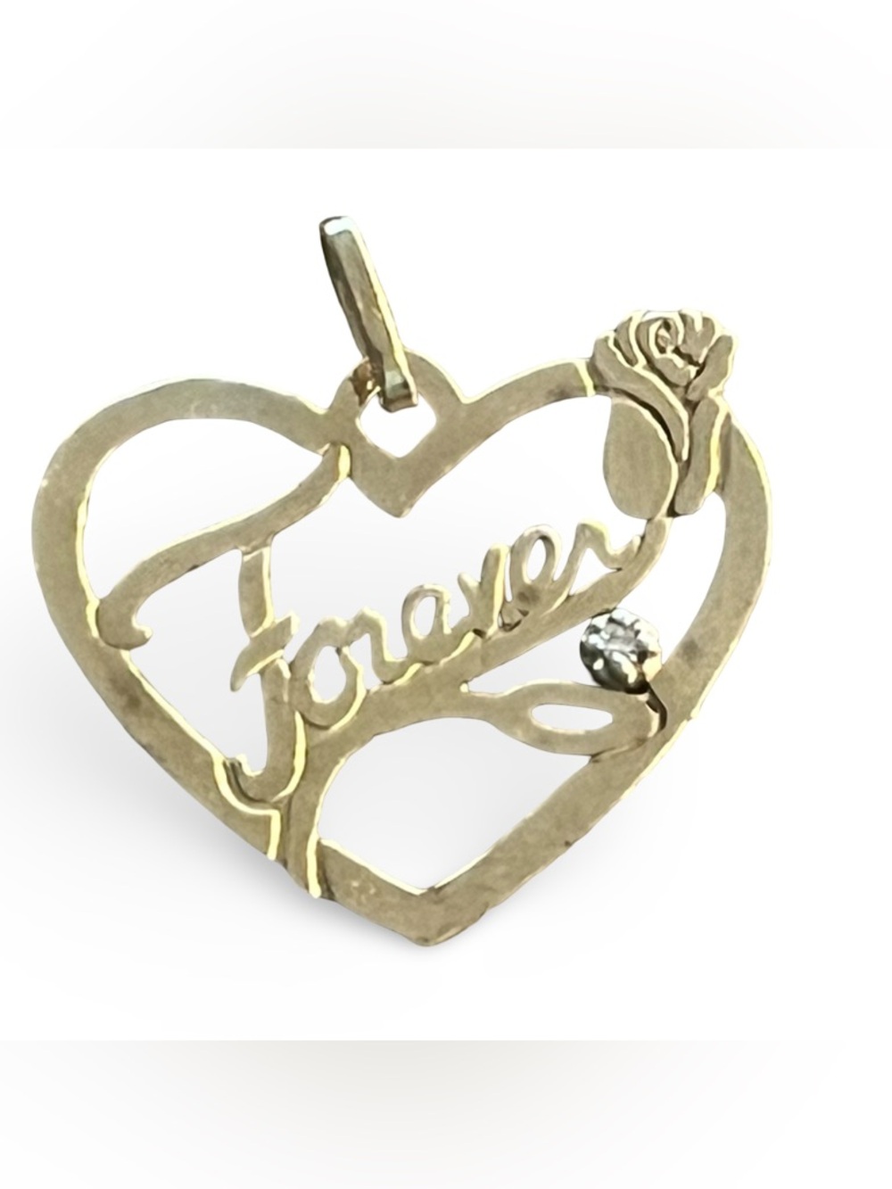 Gold Tone Forever Heart Diamond Crystal Charm/Pendant